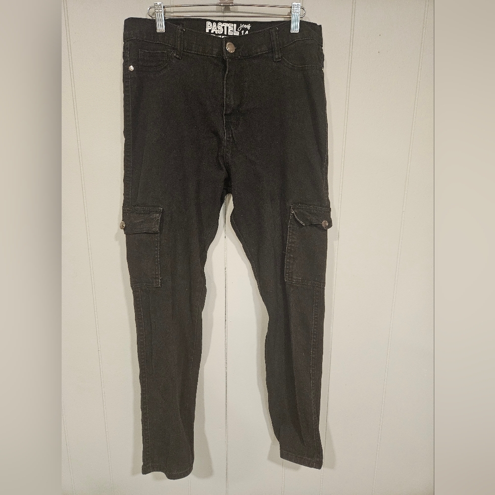 Pastel Skinny Fit Cargo Jeans New York/ Los Angeles/Japan Size 14 (30x30) Black